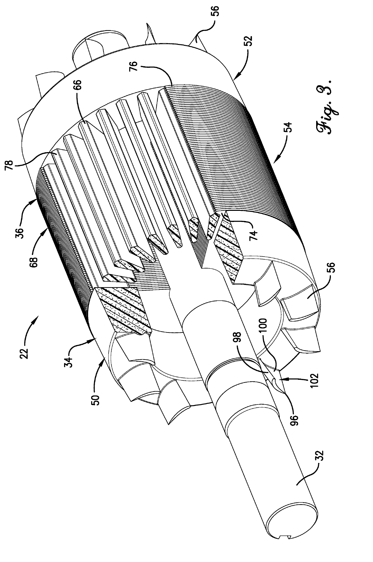 Squirrel cage rotor with copper filled plastic bars and rings