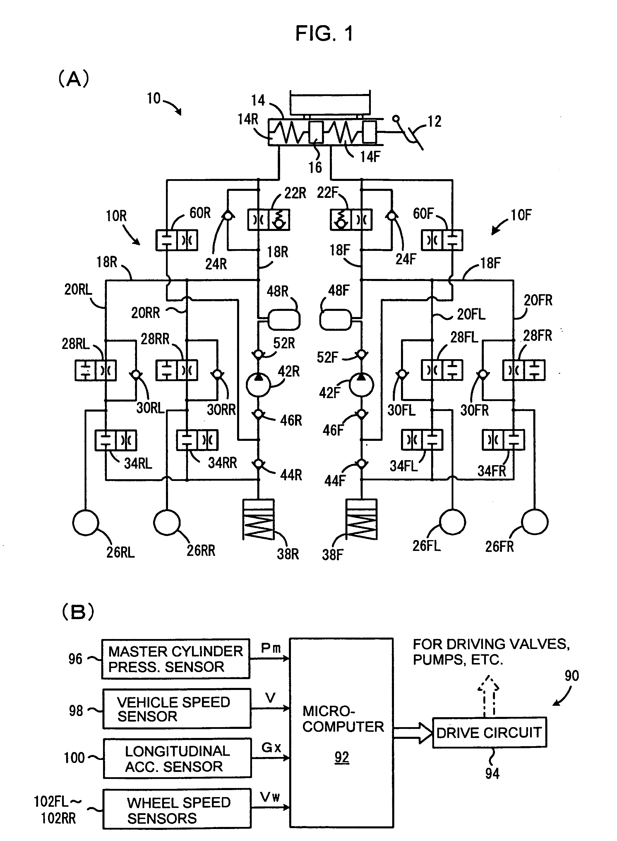 Braking force control system for vehicles