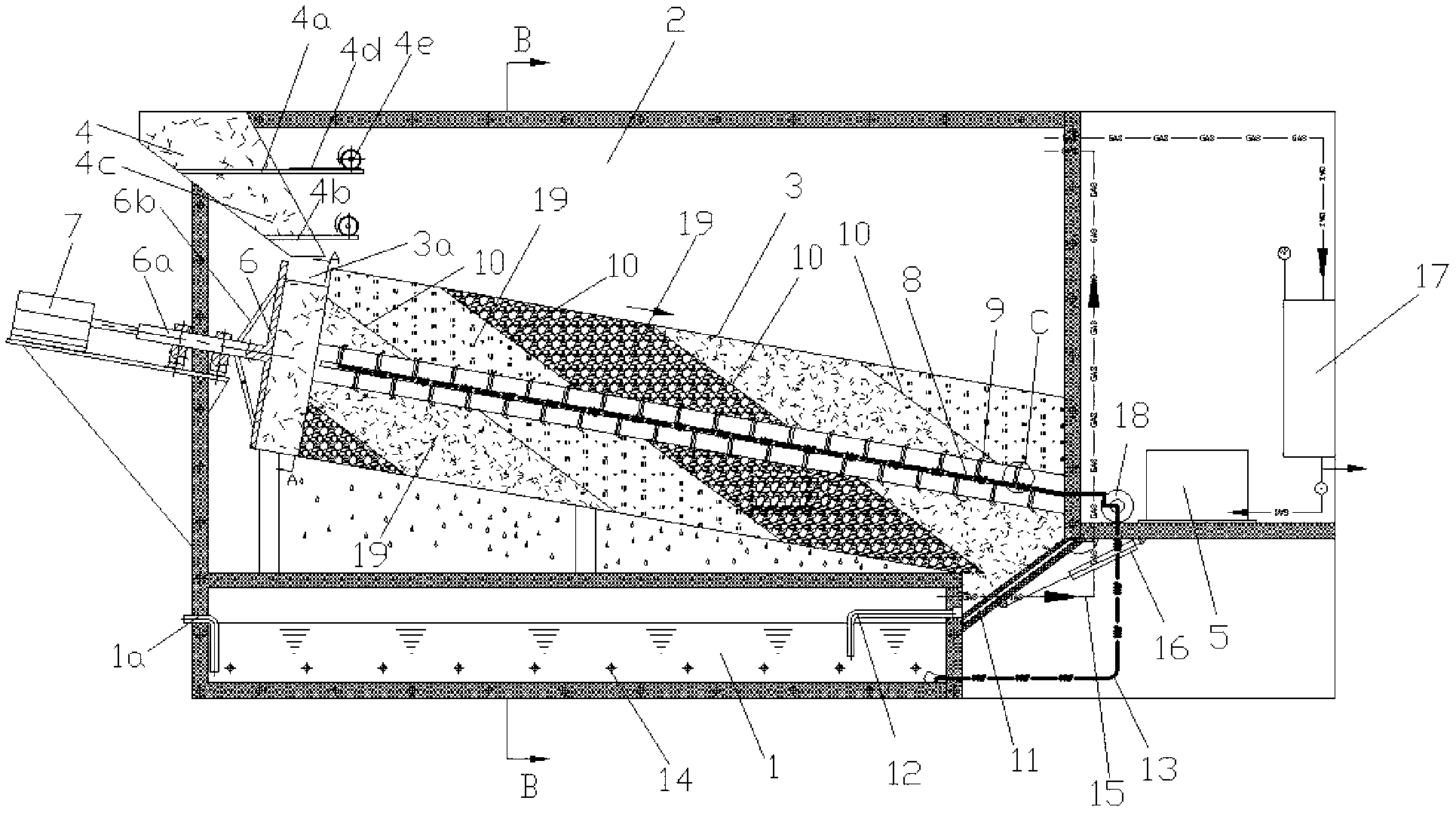 Spiral self-stirring dry fermenting device and method