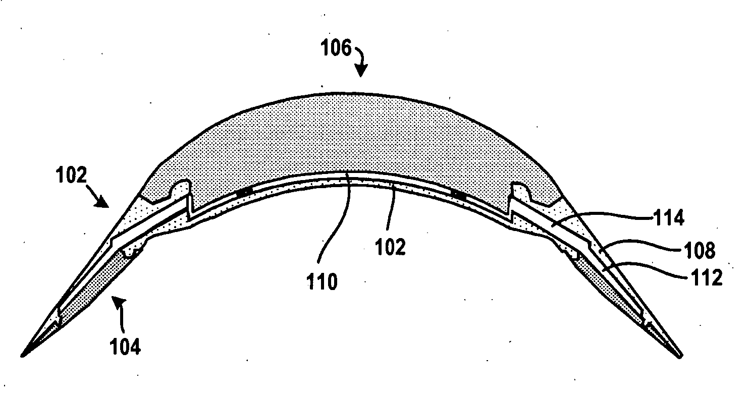 Multicomponent optical device having a space