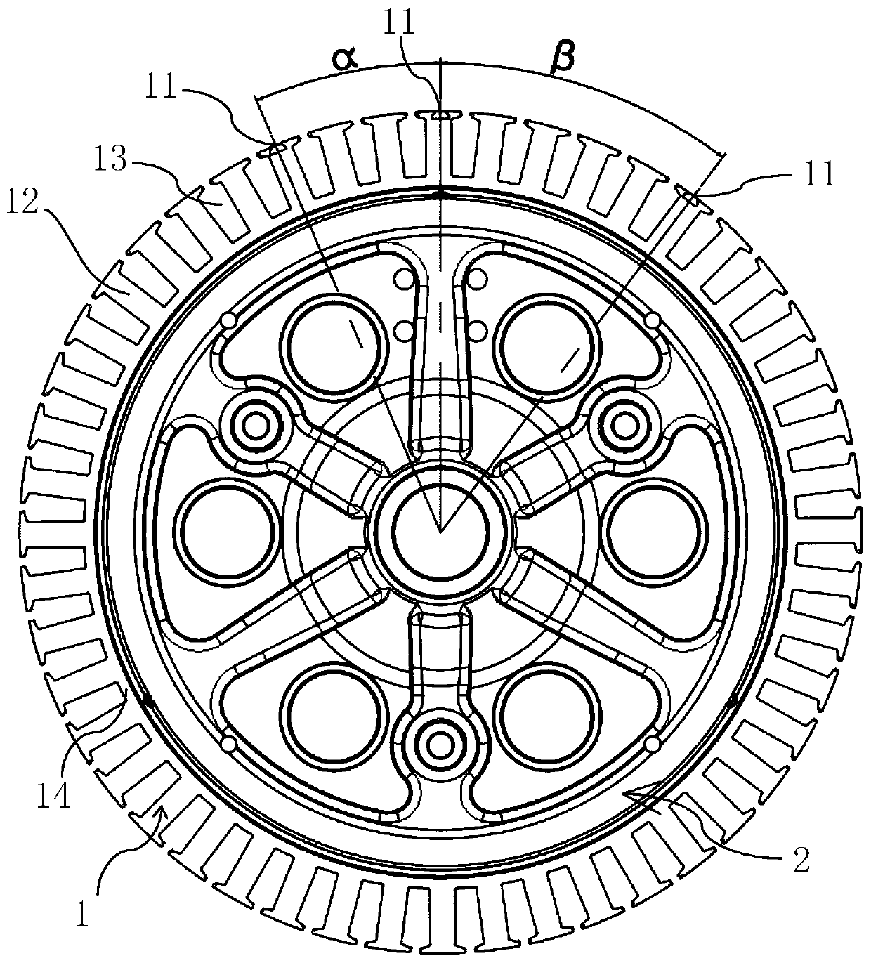 Stator of wheel hub motor for electric vehicle