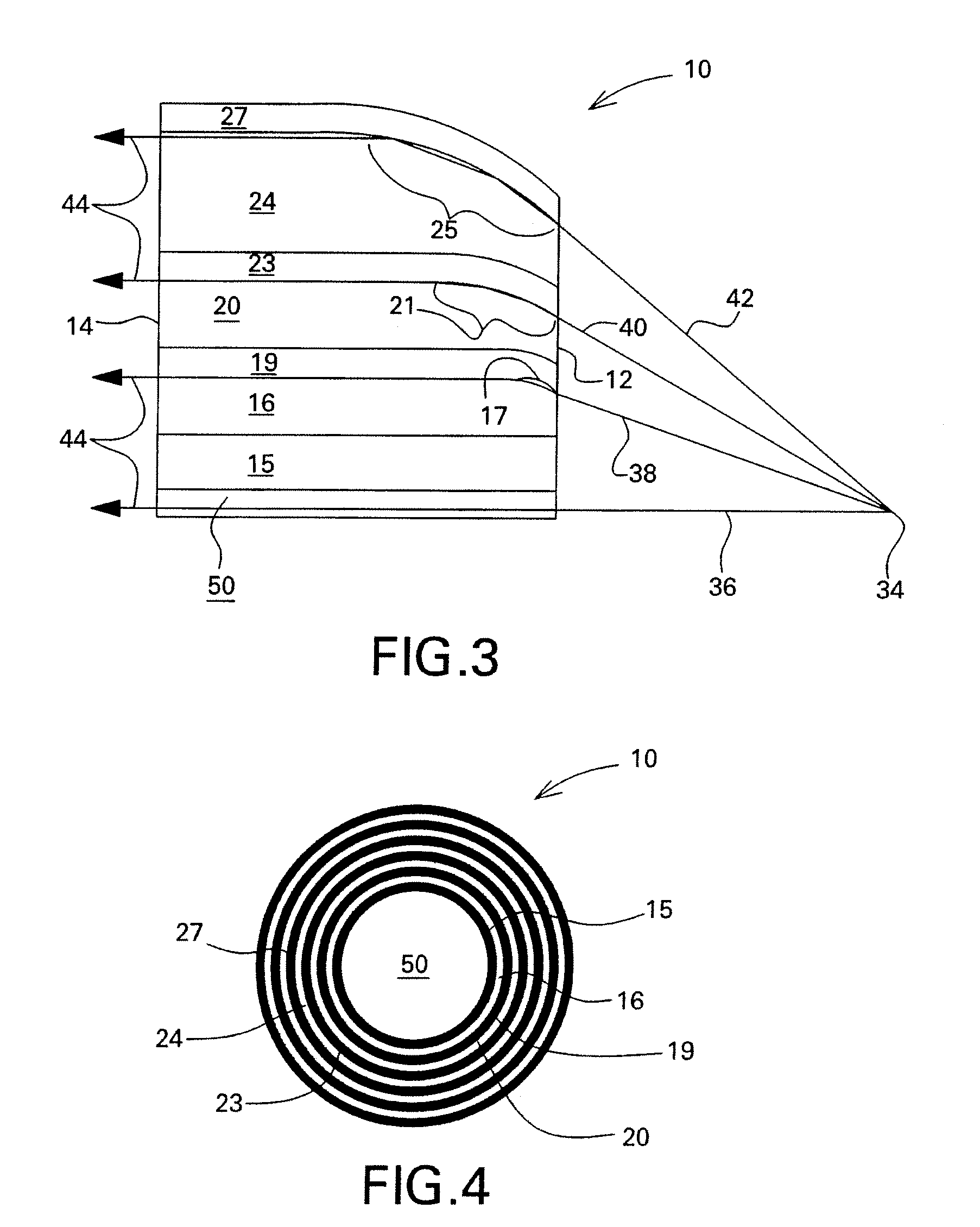 Multilayer optic device and system and method for making same