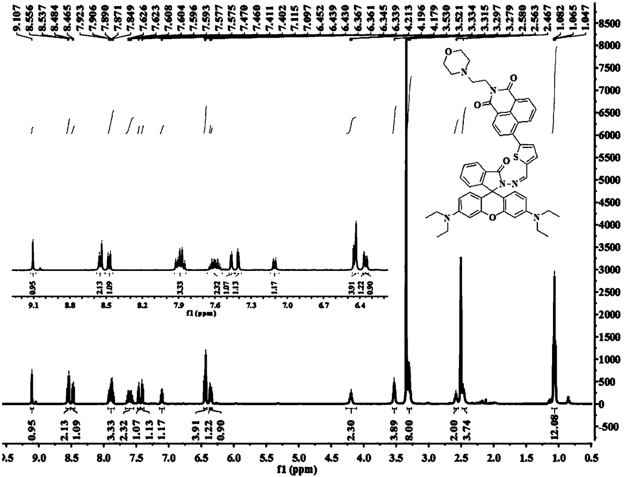 Naphthalimide-rhodamine-based compound and application thereof