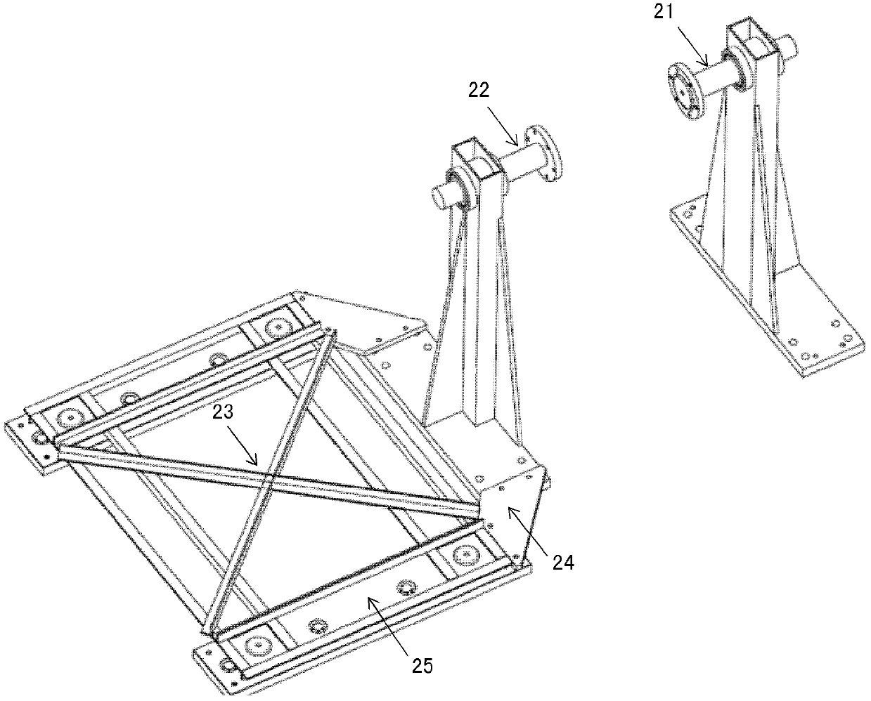 Standard centering device, engine test trolley and standard centering method