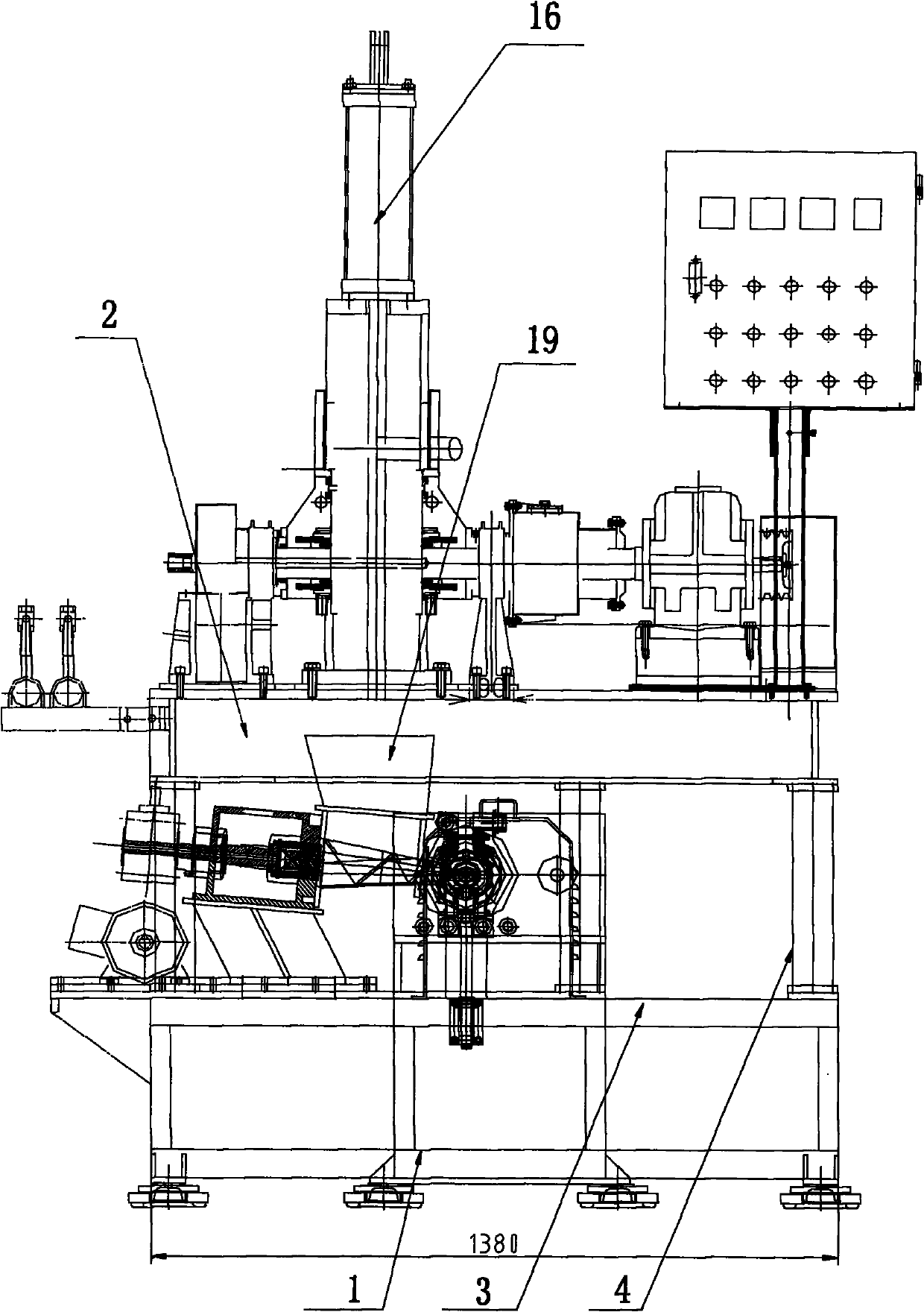 Combined type machine set integrating functions of banburying, feeding and extruding into whole