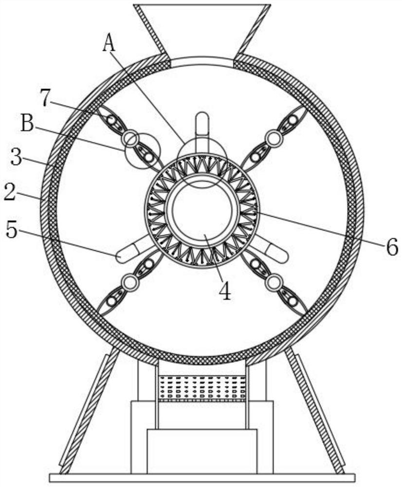 Iron nail recycling and reusing shot blasting derusting device