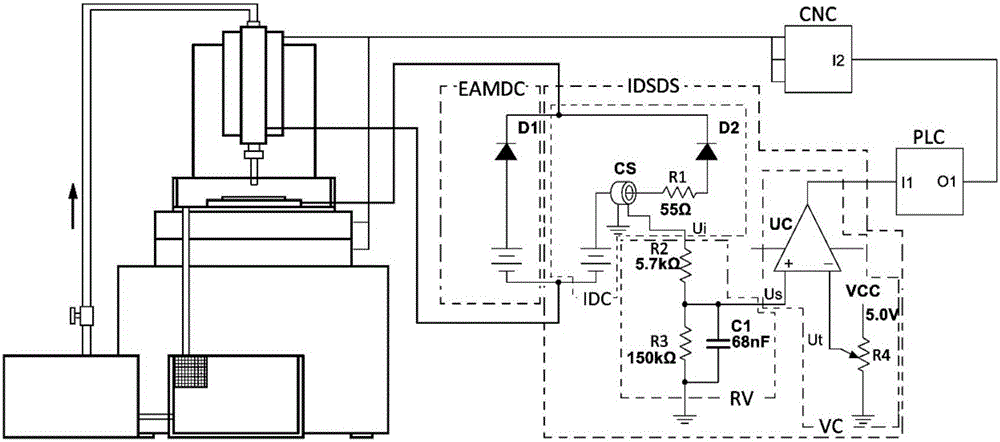 Arc machining discharge state detecting system