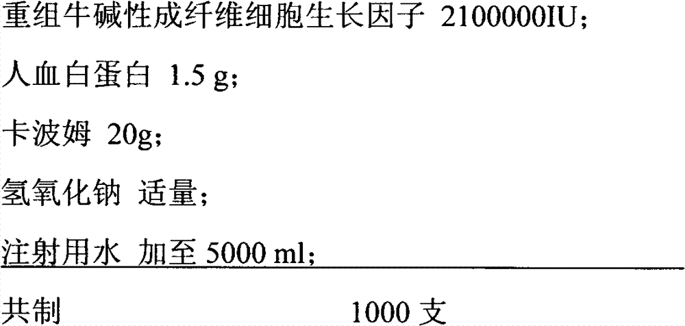 Recombination cattle alkaline fibroblast growth factor gel