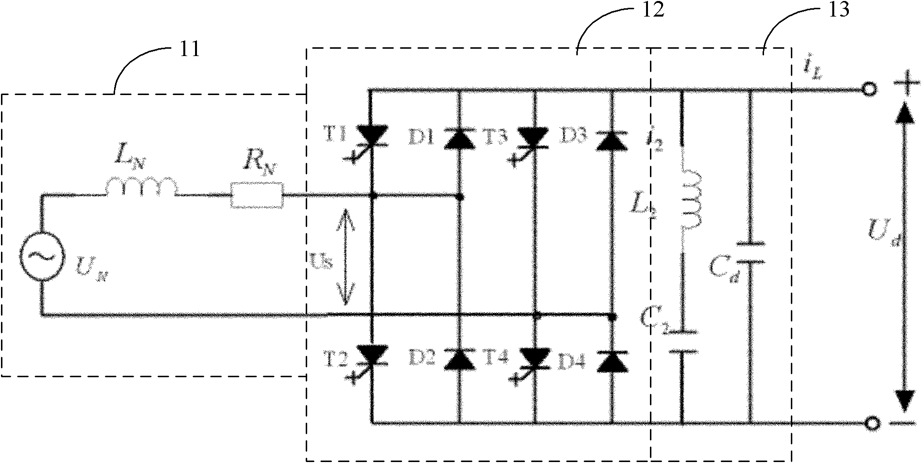 Simulation method for single four-quadrant converter