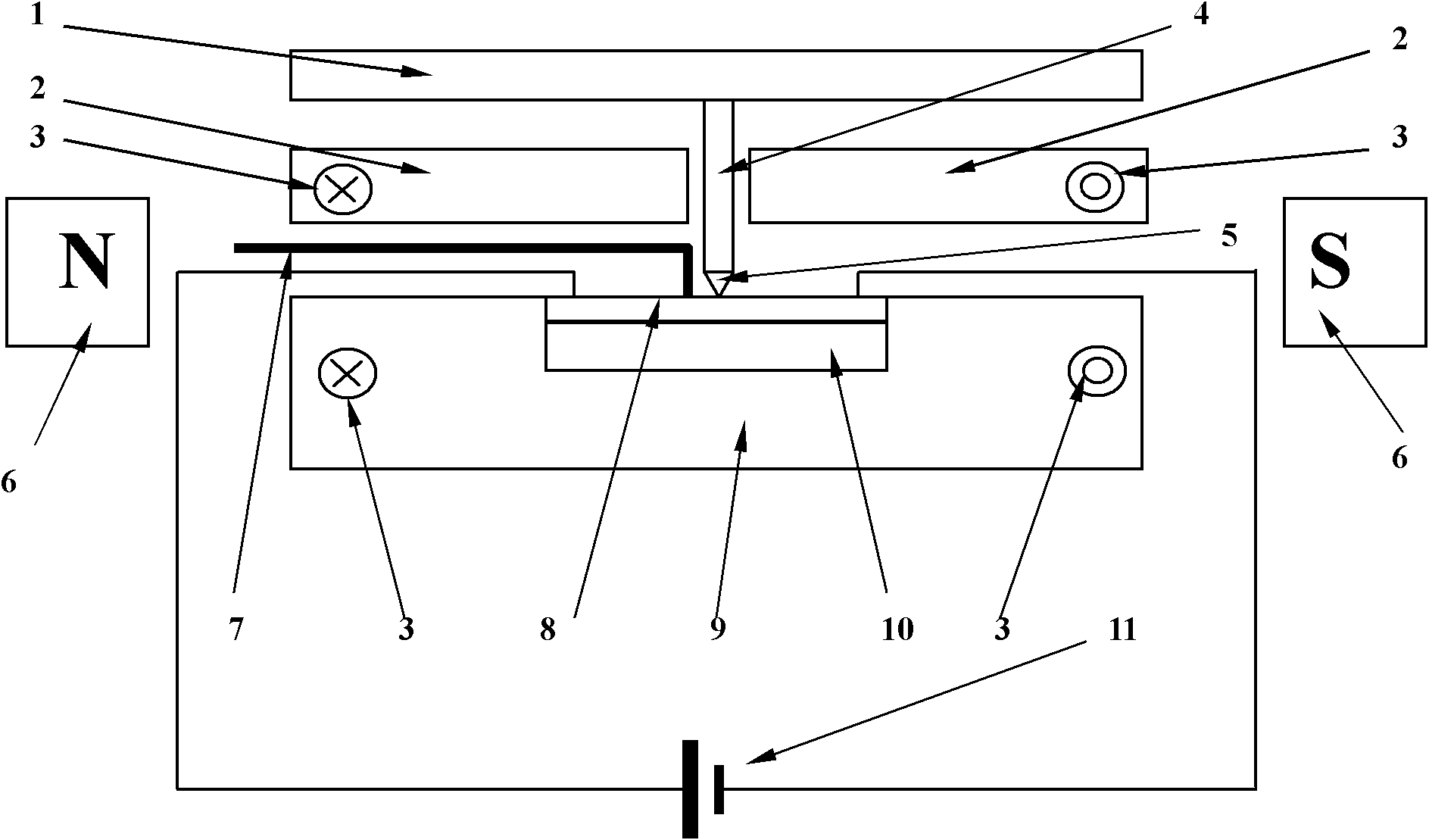 Device for testing metallic film failure behaviors under the coupling of force, heat, power and magnetism multi-field