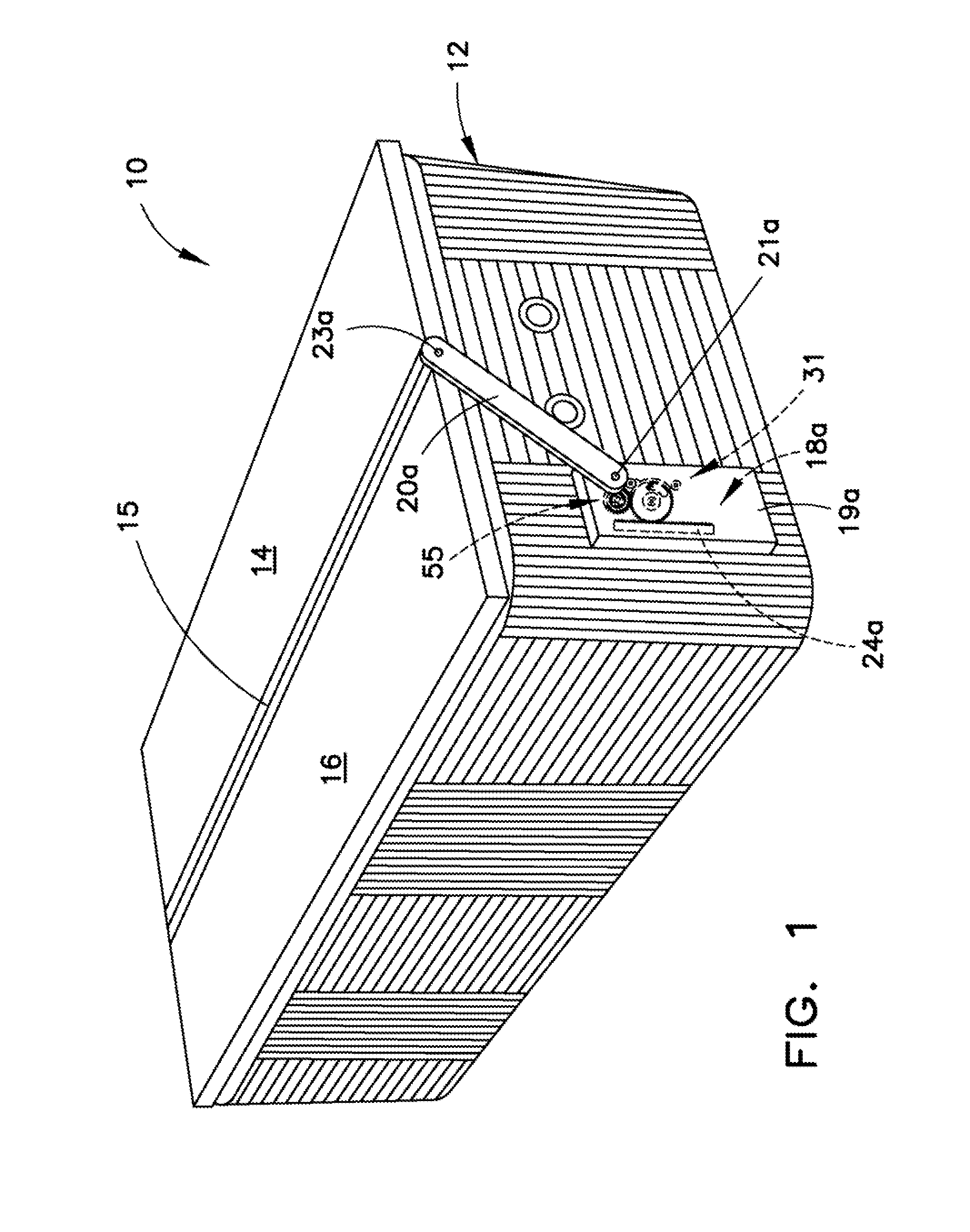 System for automatically opening and closing a two-part hinged cover for a swim spa