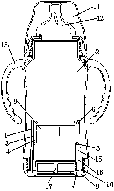 One-piece automatic reconstitution feeding bottle