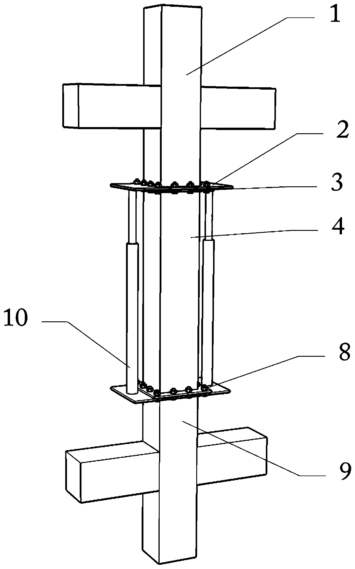 Detachable and replaceable reinforced concrete column-column connecting structure and method based on flange connection