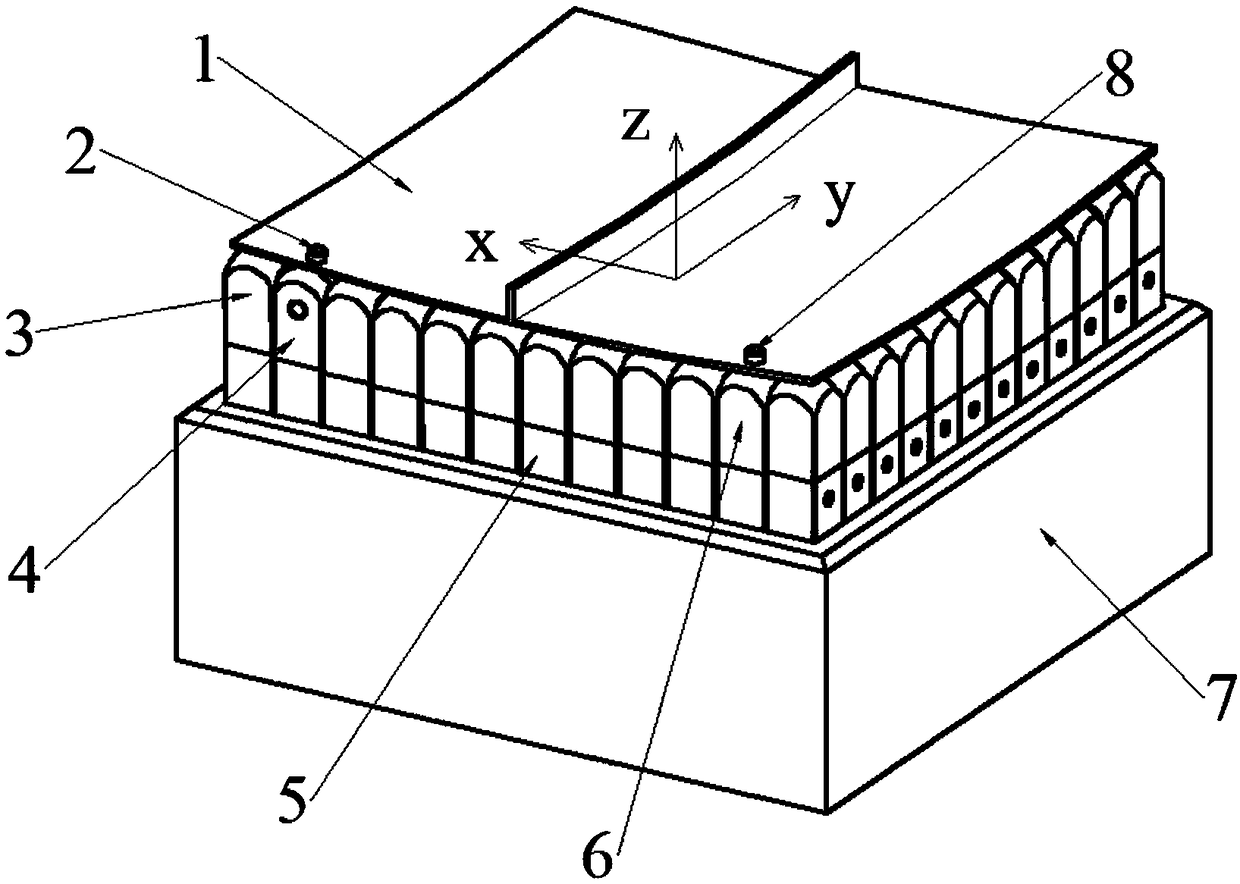 A positioning device and method for flexible multi-point forming of wall panel parts