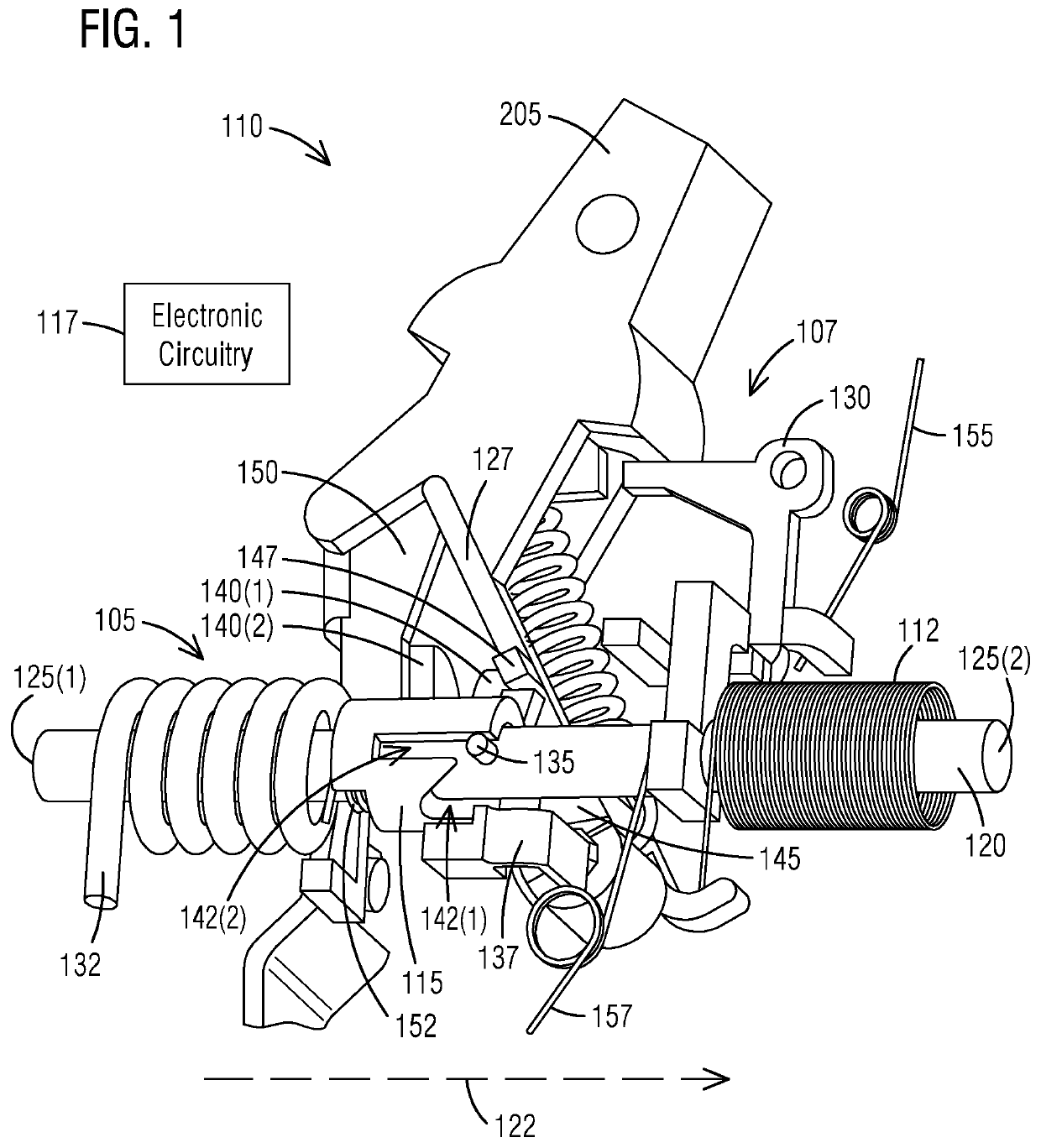 Electronic circuit breaker with lockout mechanism integrated into electronic trip mechanism