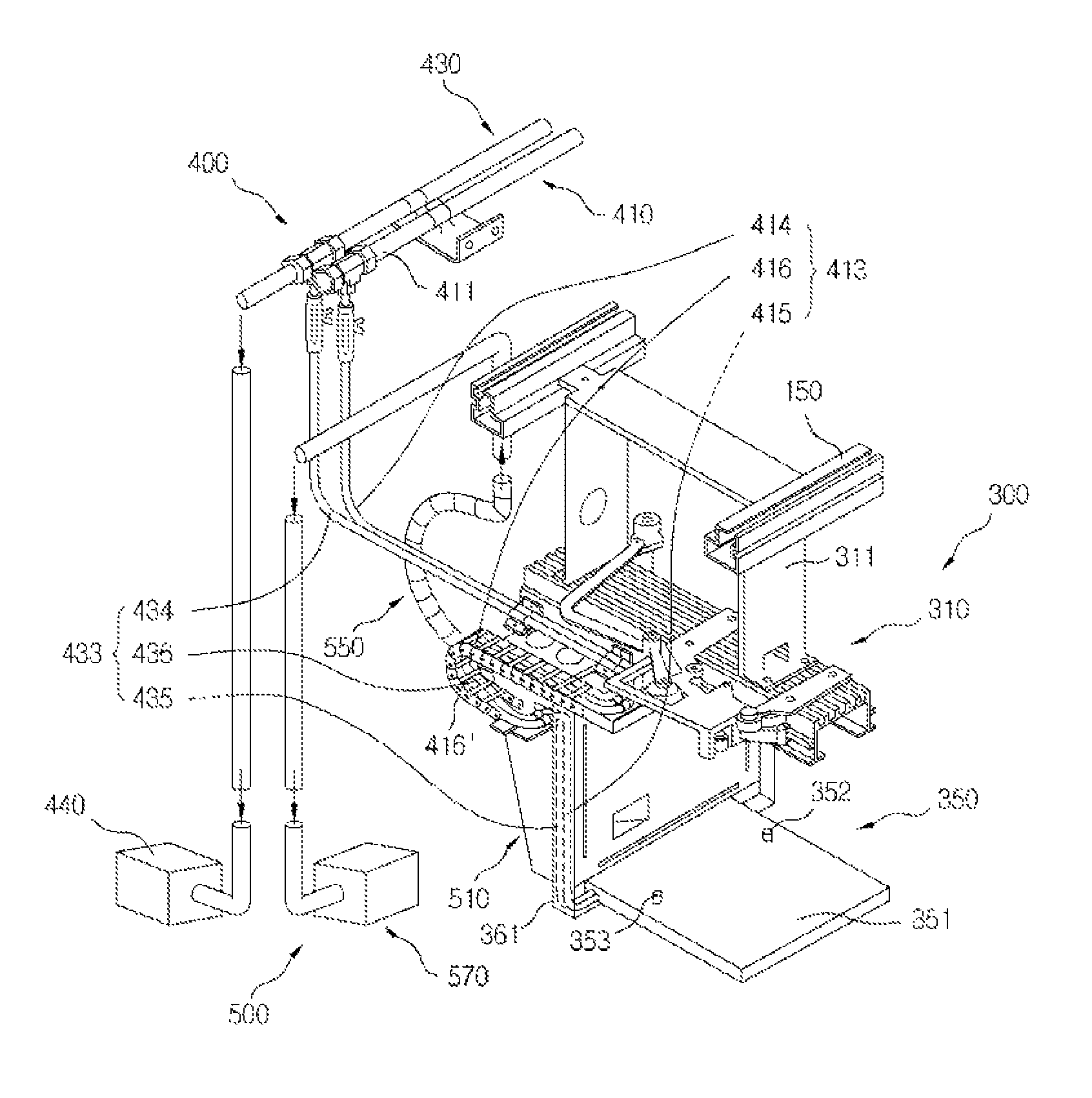 Apparatus of inhalation type for stocking wafer at ceiling and inhaling type wafer stocking system having the same