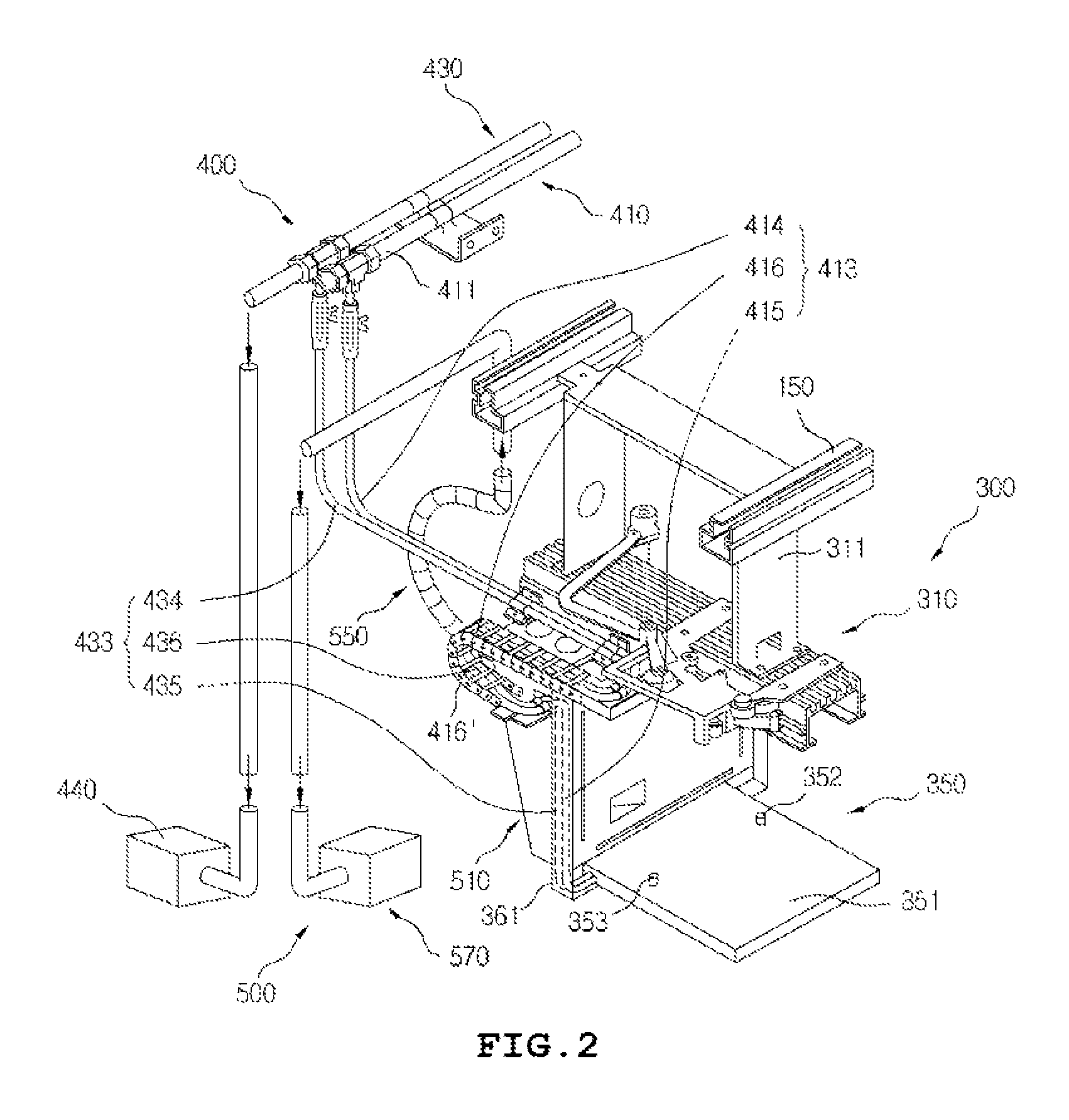 Apparatus of inhalation type for stocking wafer at ceiling and inhaling type wafer stocking system having the same