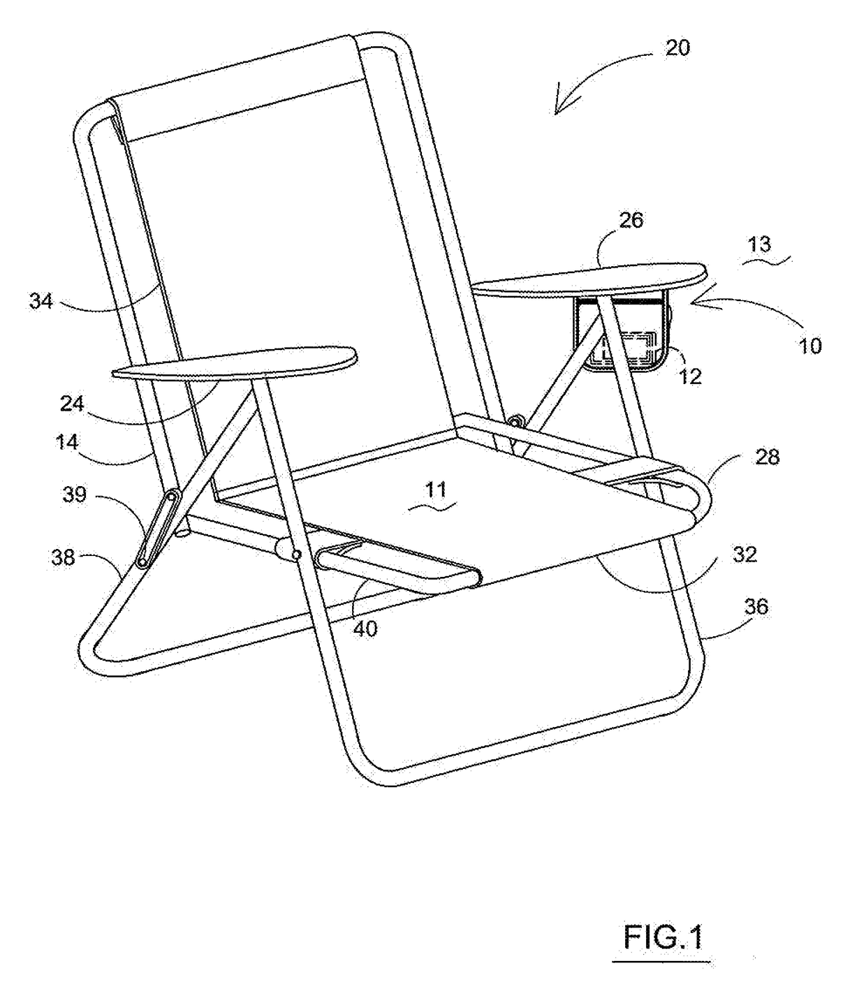 Chair With Cell Phone and Accessory Pouch