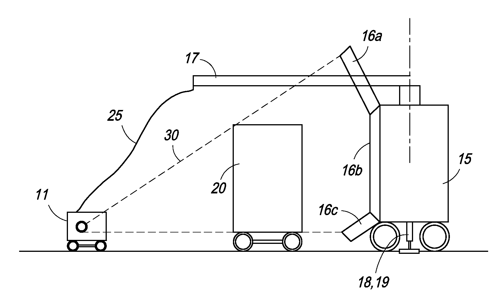 Single boom cargo scanning system