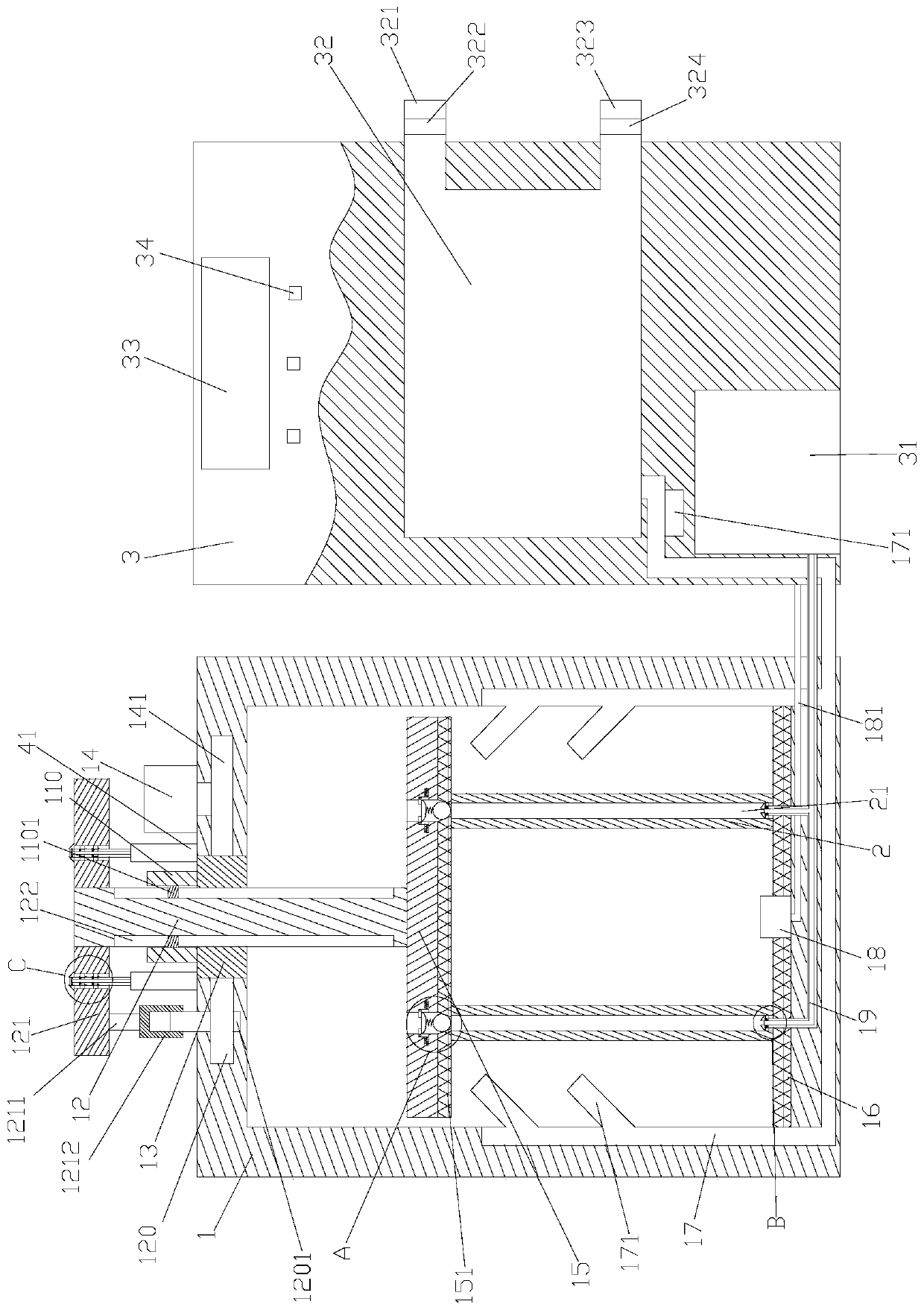 Water-cooled machine housing detection device with high stability