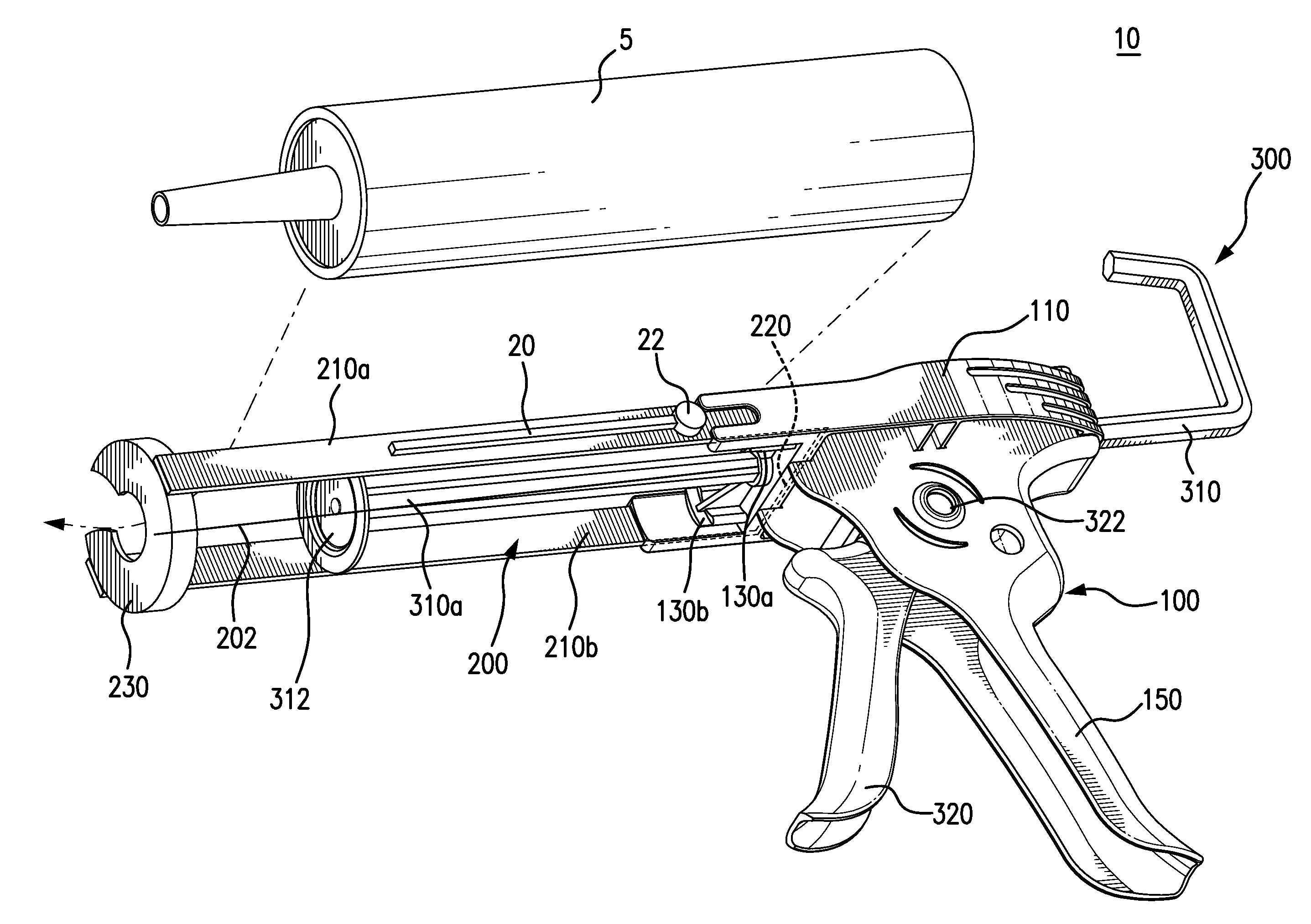 Lightweight applicator system for efficient extrusive dispensing of work material