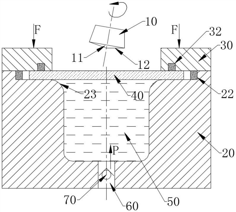 Cylindrical part rolling and liquid-filling deep-drawing forming device and method