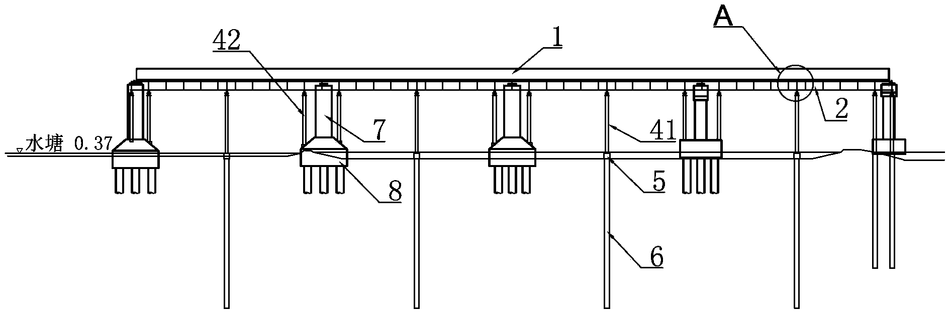 Construction method for cast-in-place of continuous beam at turnout junction for passenger transport line in seawall area by false work method