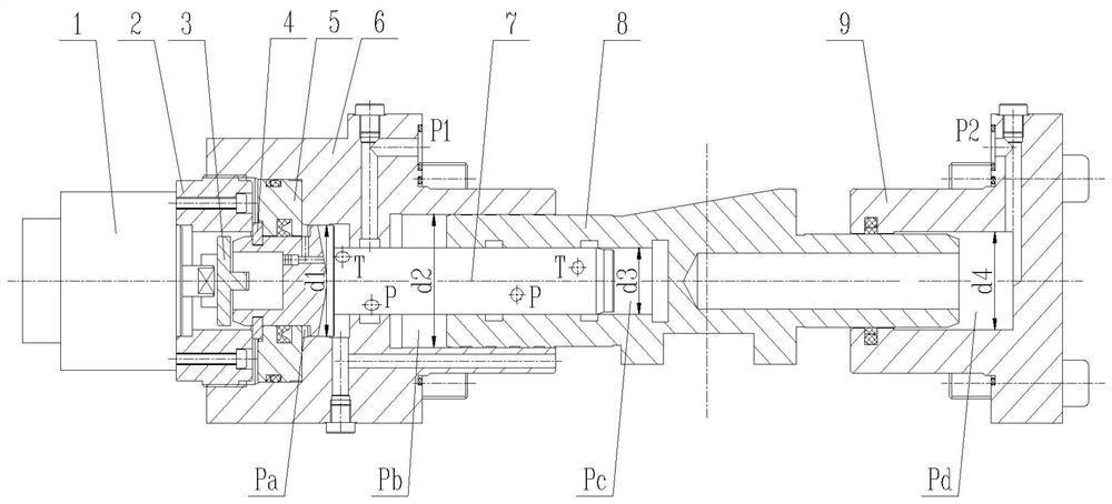 Oil pump variable displacement mechanism adopting hydraulic lead screw and control method of oil pump variable displacement mechanism