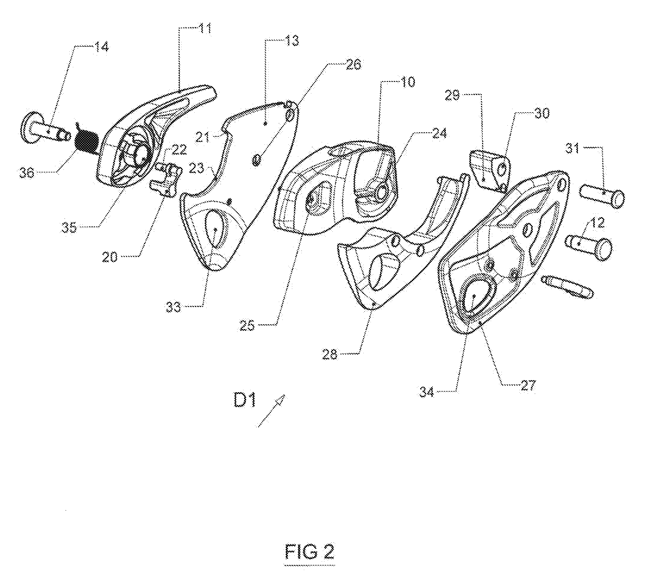 Belay descender device on a rope with gearing-down and Anti-panic blocking