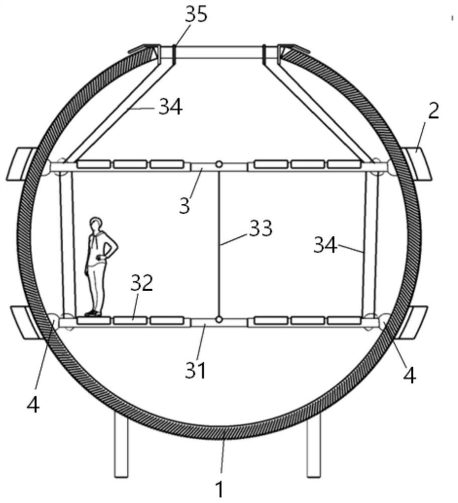 Simple scaffold device for spherical tank construction