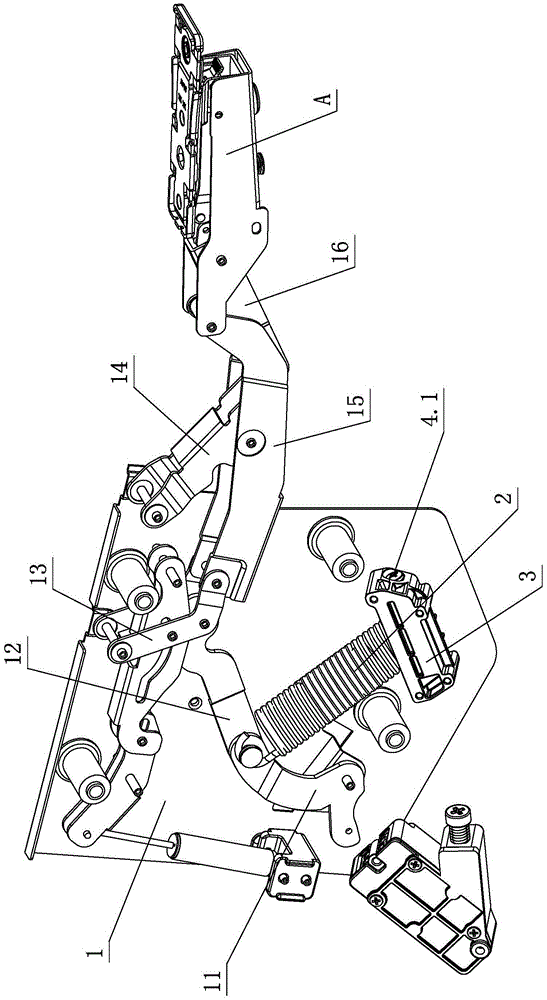 Furniture tilt-up door opening-closing force adjusting mechanism