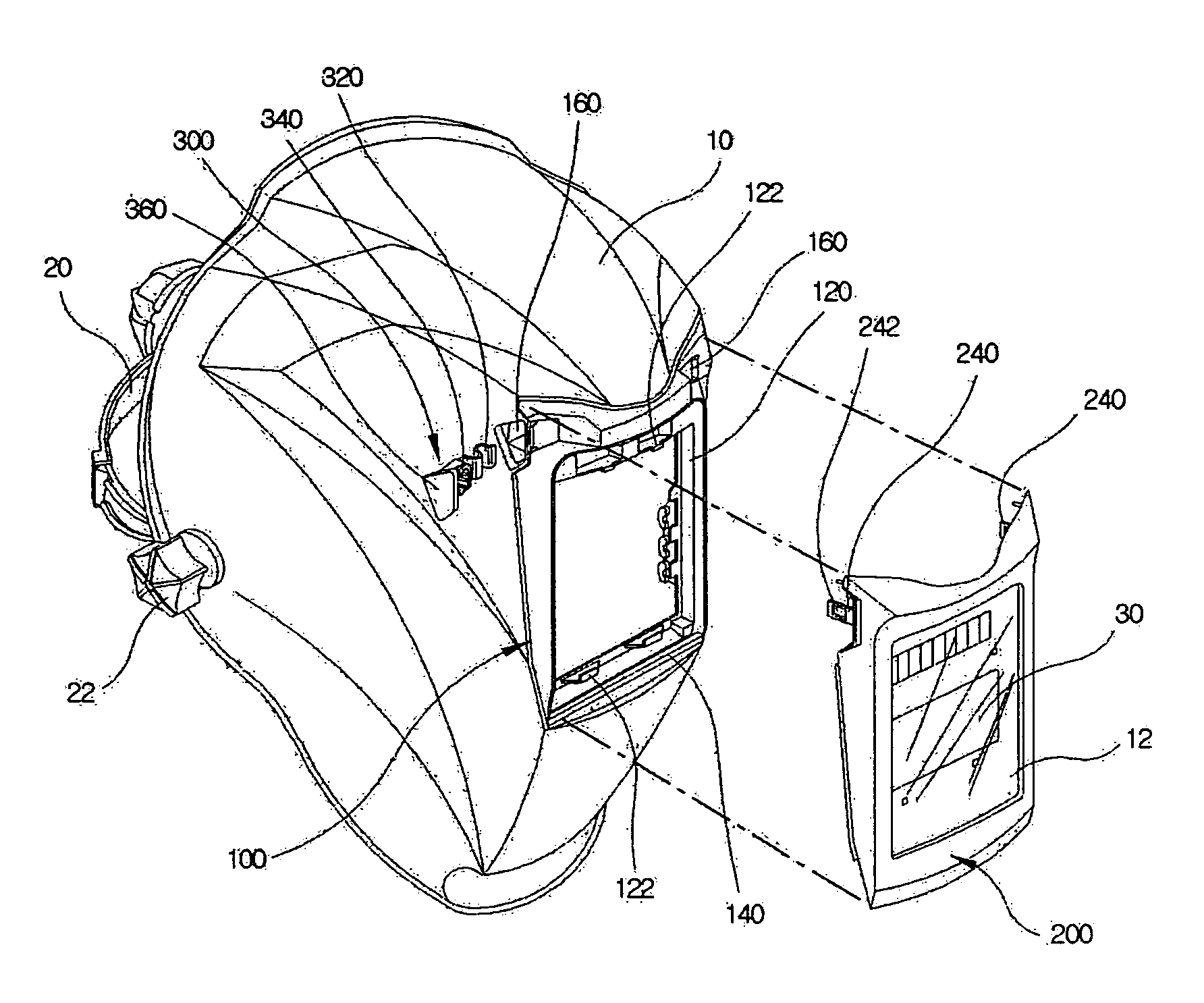 Front surface opened welding mask