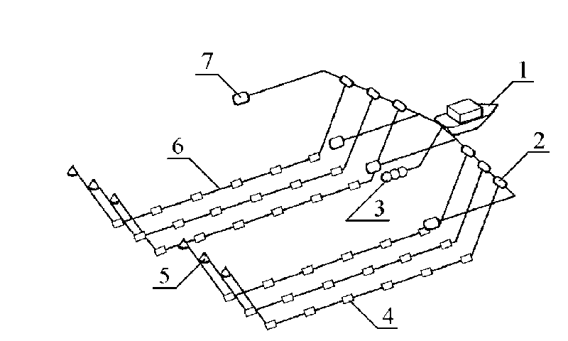 System for measuring position of marine seismic streamer based on one-way hydroacoustic ranging