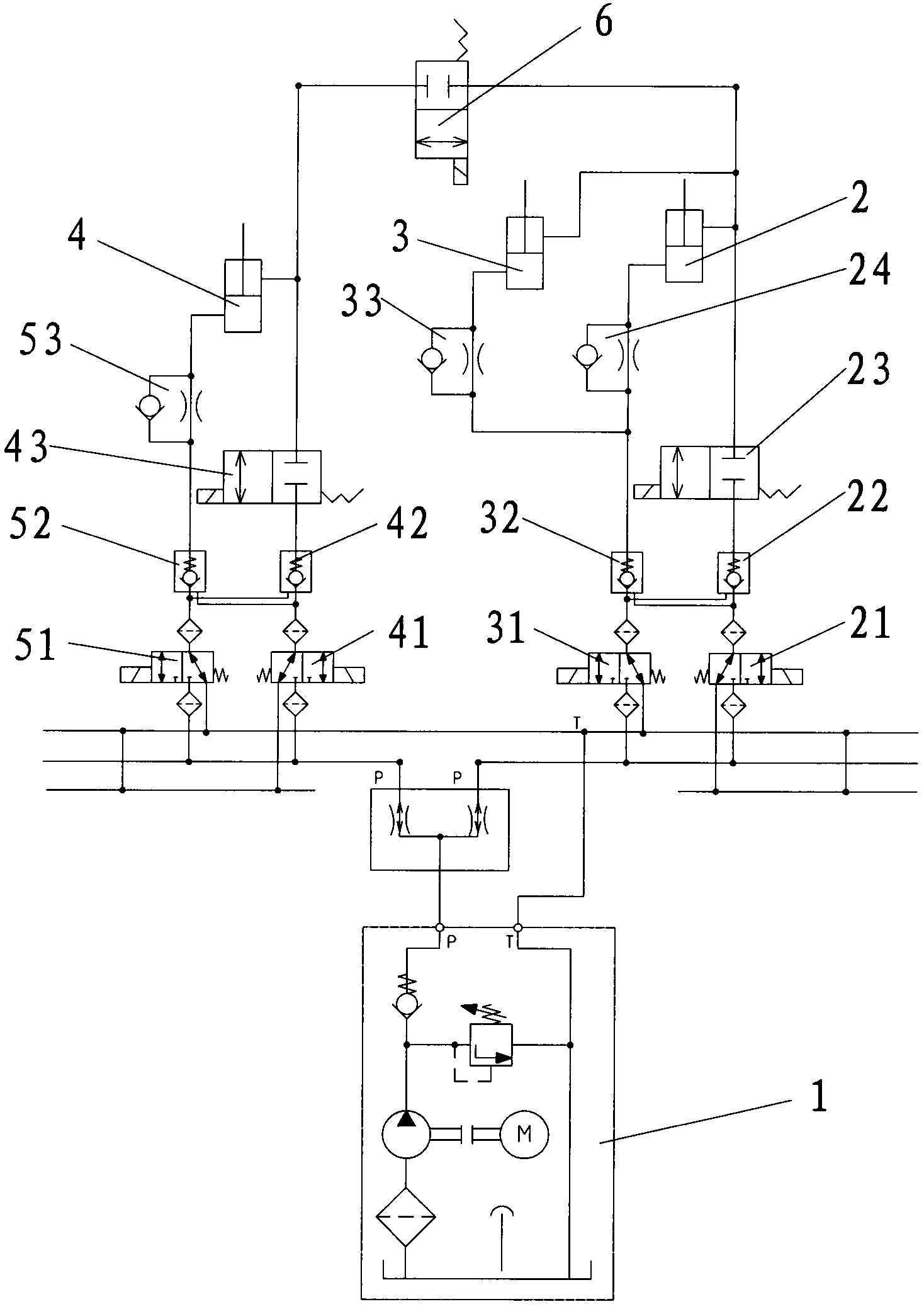 Synchronous hydraulic system of surgical bed