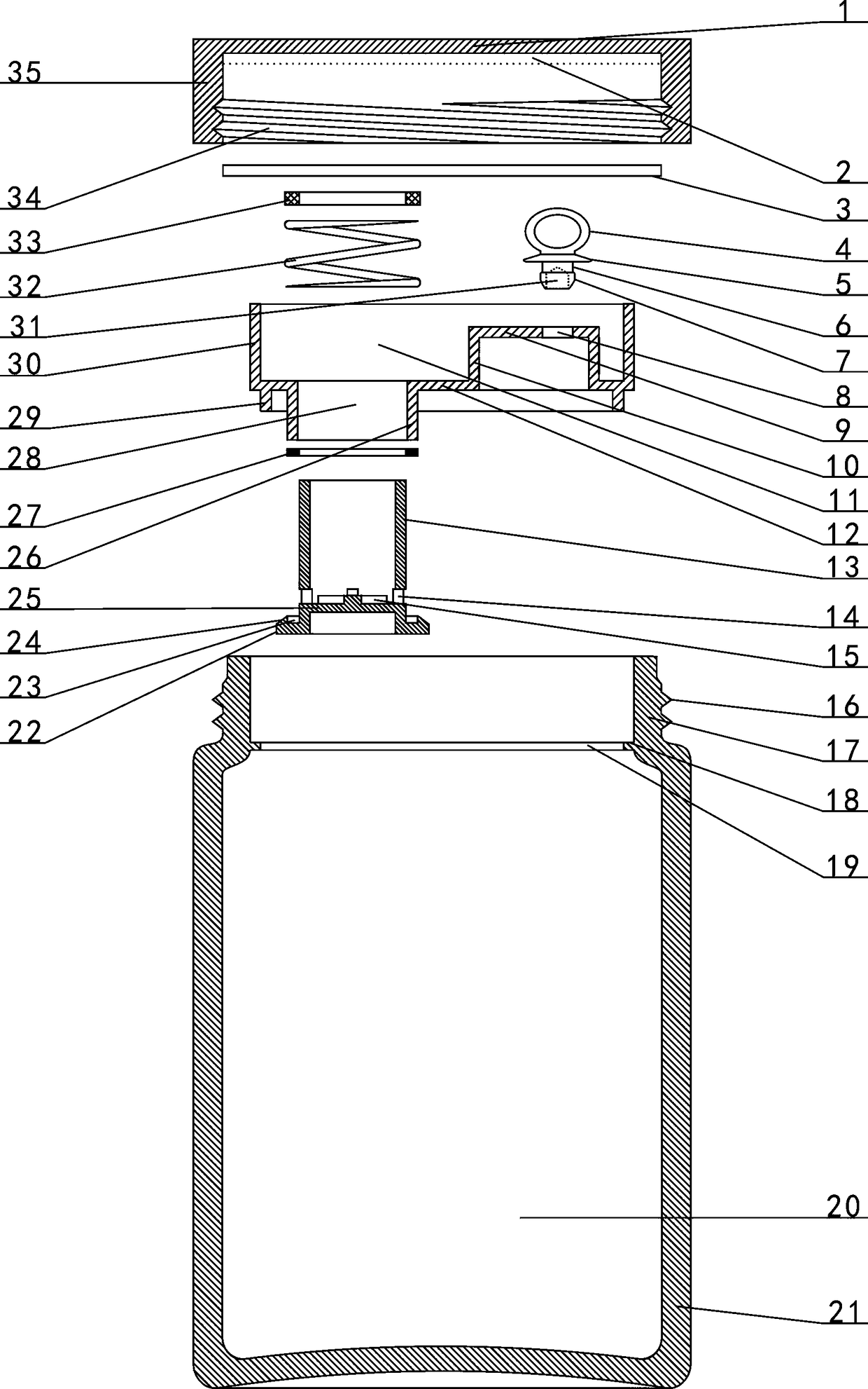 Small packaging barrel with volatilization preventing and sealed pouring structure