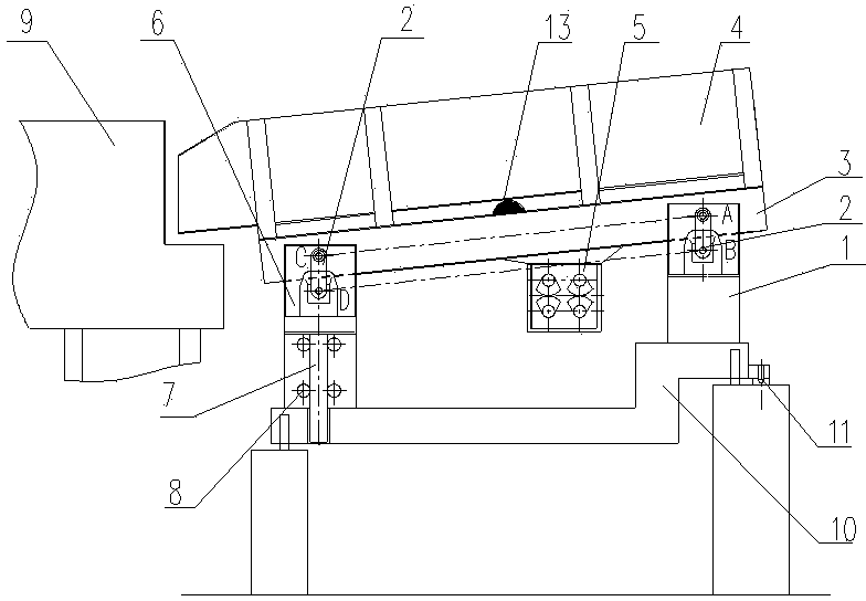 Material charging and vibratory material feeding device with adjustable inclination angles