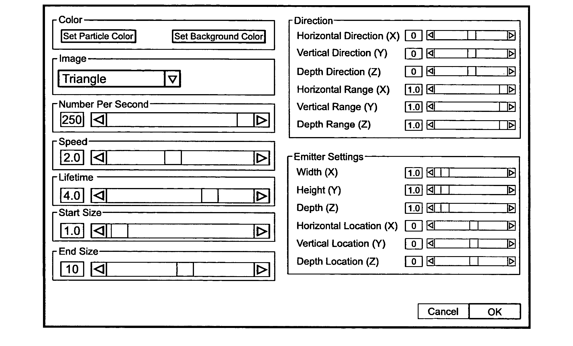 Configurable particle system representation for biofeedback applications