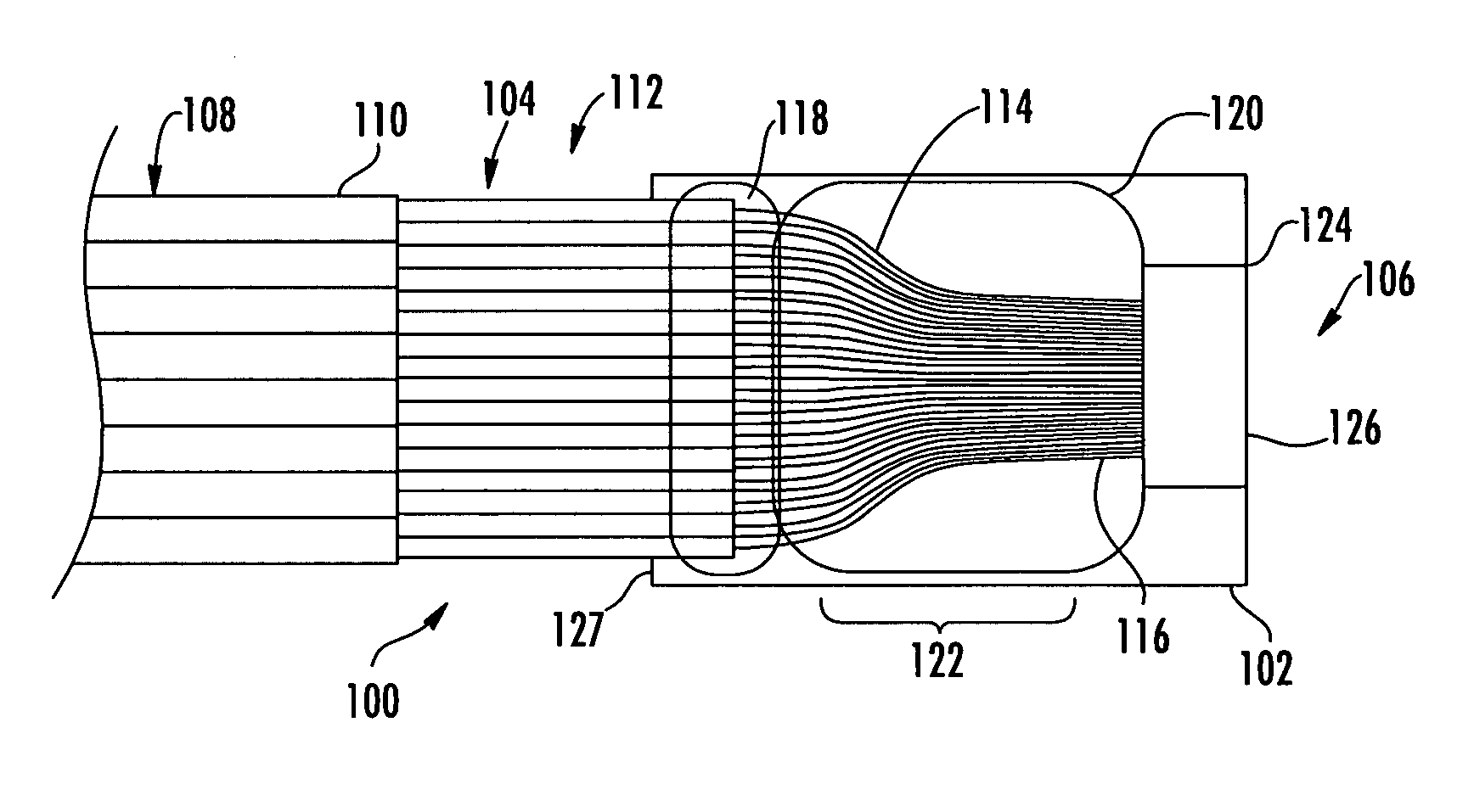 Optical fiber splitter module and fiber optic array therefor