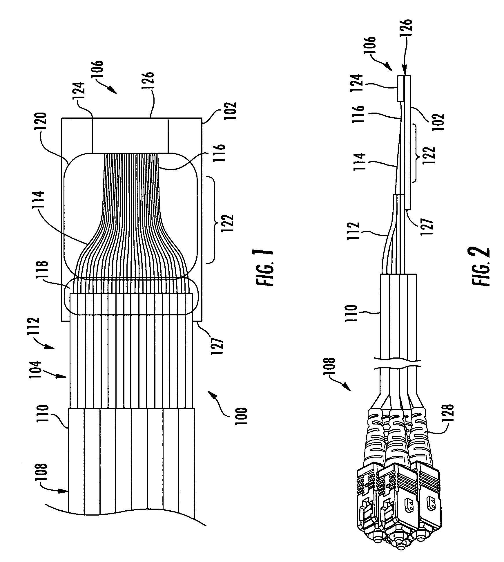 Optical fiber splitter module and fiber optic array therefor