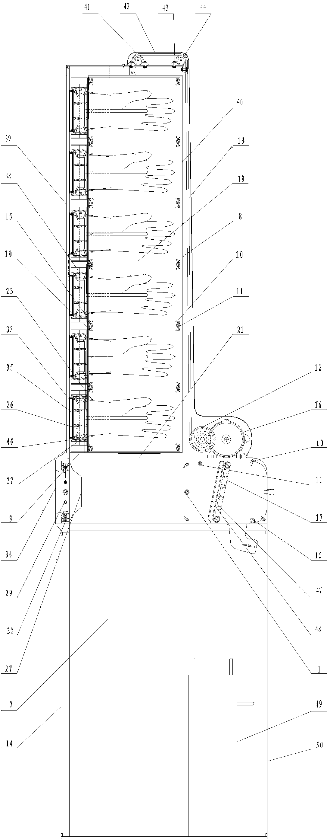 Machine for quickly wearing rubber gloves