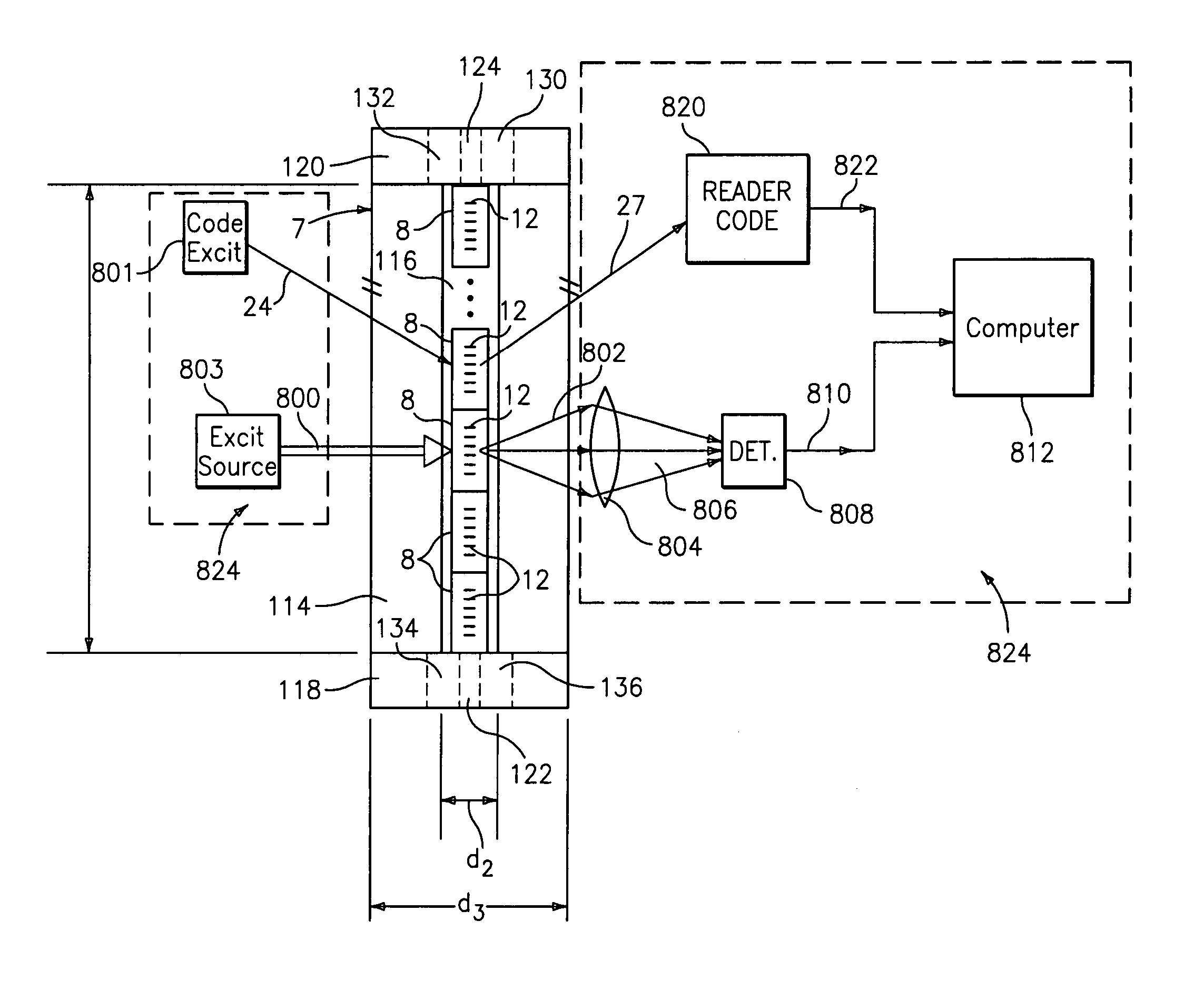 Diffraction grating-based encoded microparticle assay stick