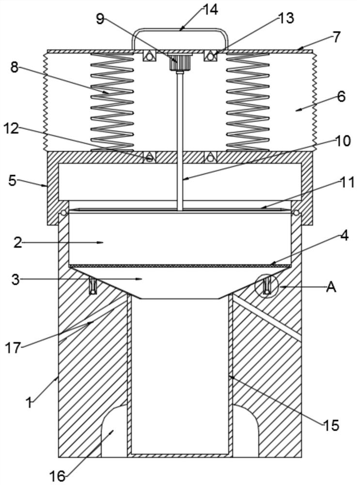 Fruit juice production filtering device with filter screen convenient to replace