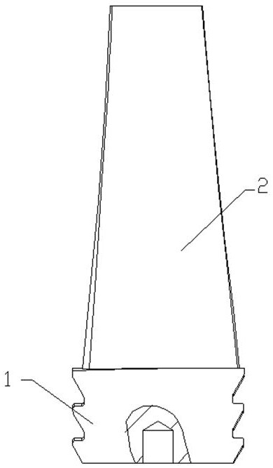 Machining process of rhombic-surface tooth-shaped blade root shroud-free moving blade for steam turbine