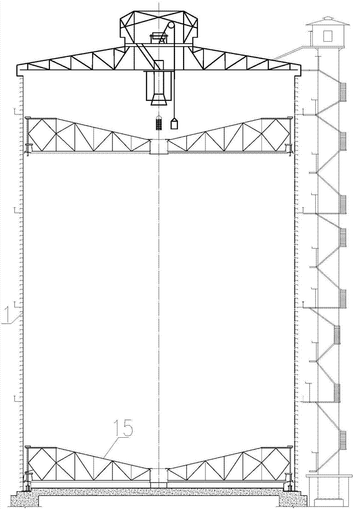 Two-section type rubber film sealing gas cabinet reconstructed from regularly polygonal diluted oil sealing gas cabinet