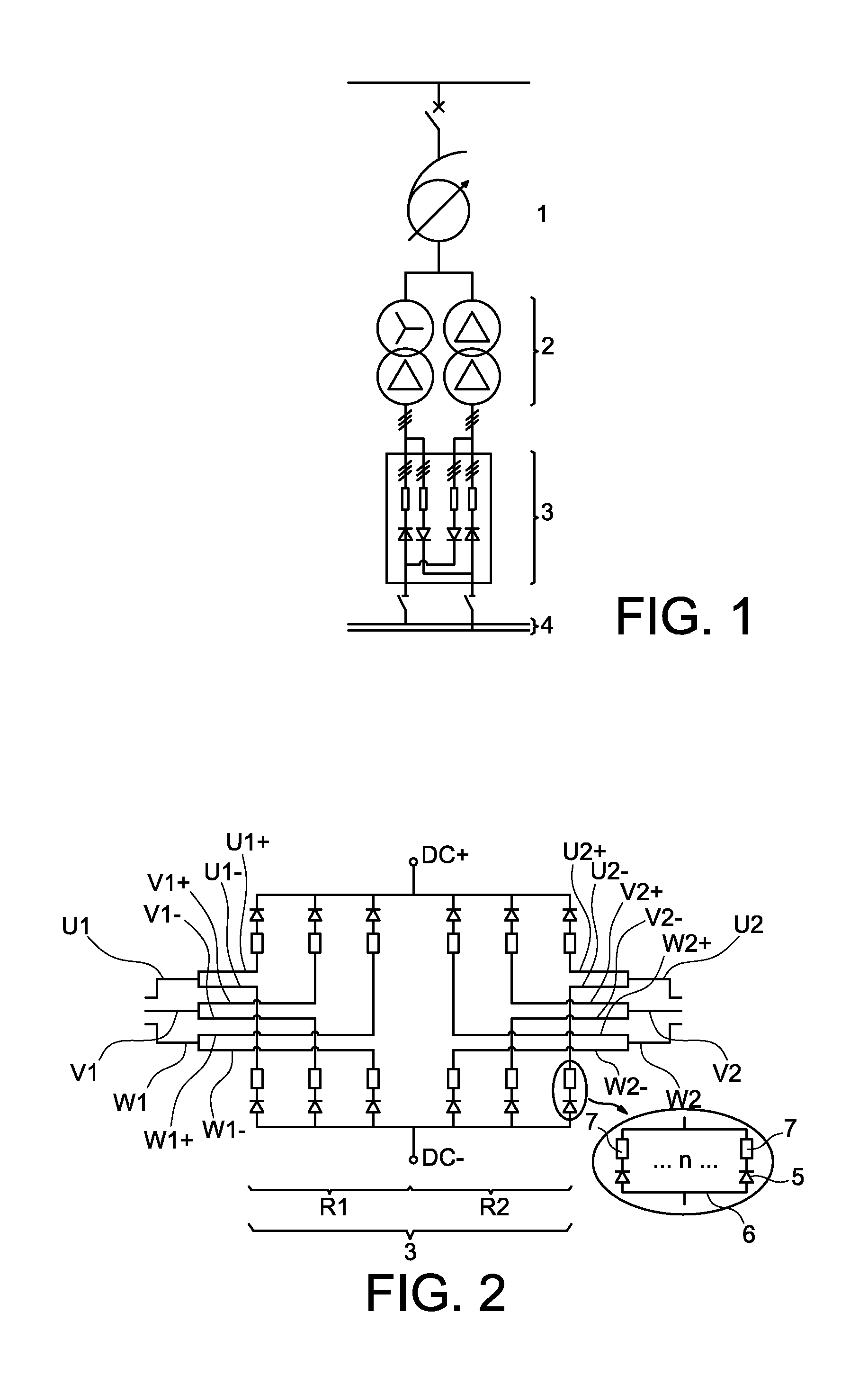 Compact high-power diode/thyristor rectifier architecture