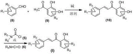 Carbamate chalcone compound, preparation method therefor and use of carbamate chalcone compound