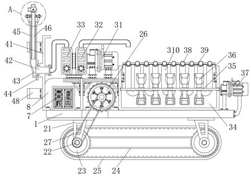 A mechanical irrigation device with a flow regulating structure based on agricultural planting