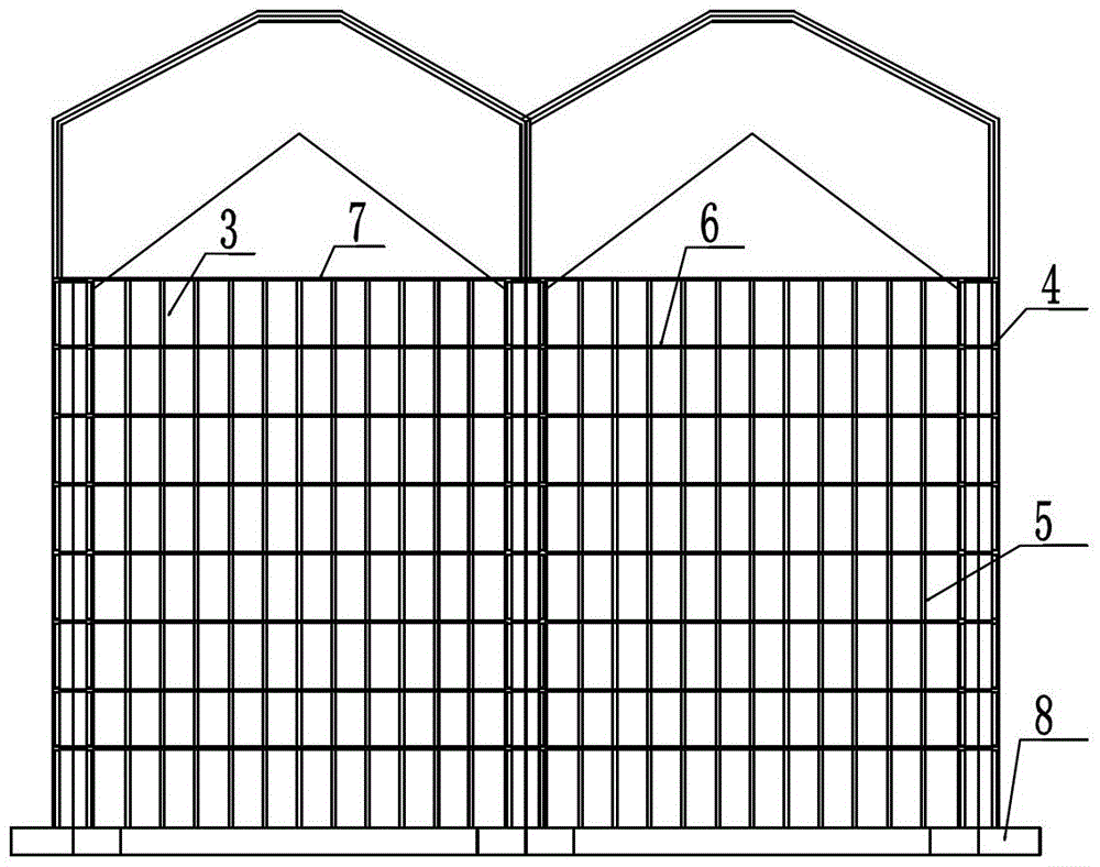 An empty box vertical wall combined honeycomb storage silo