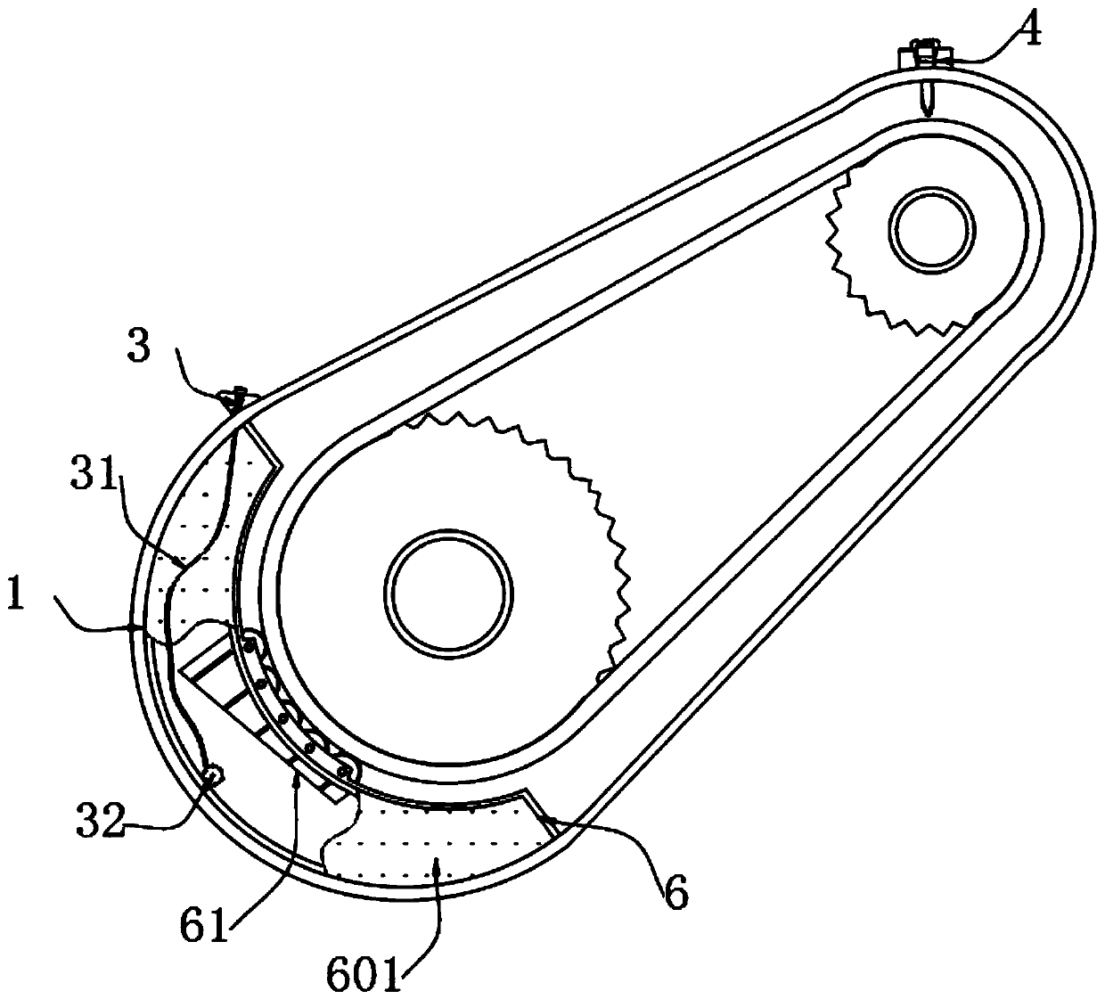 Chain transmission mechanism protective cover for warp knitting machine