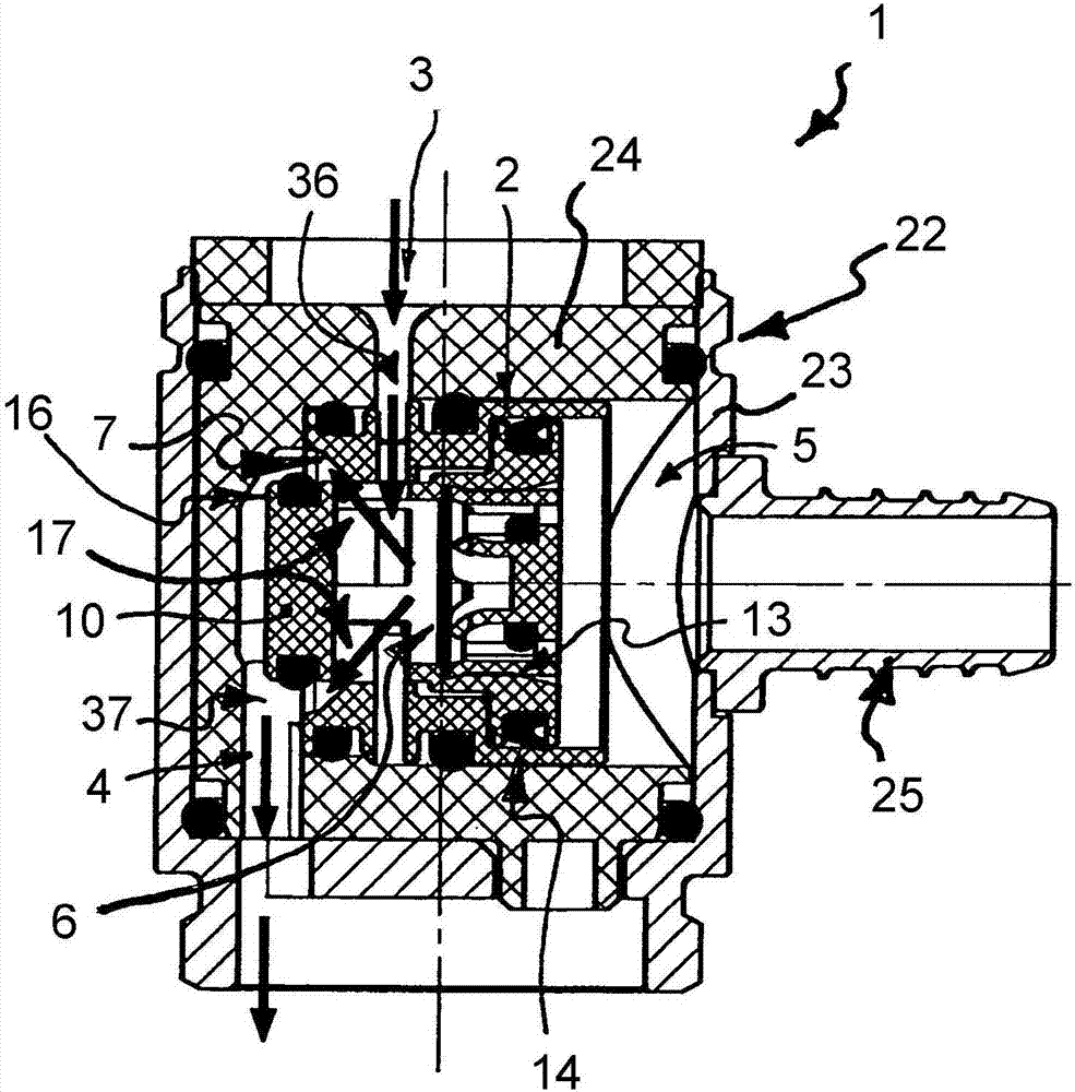 Sanitary change-over valve and assembly comprising a change-over valve of this type